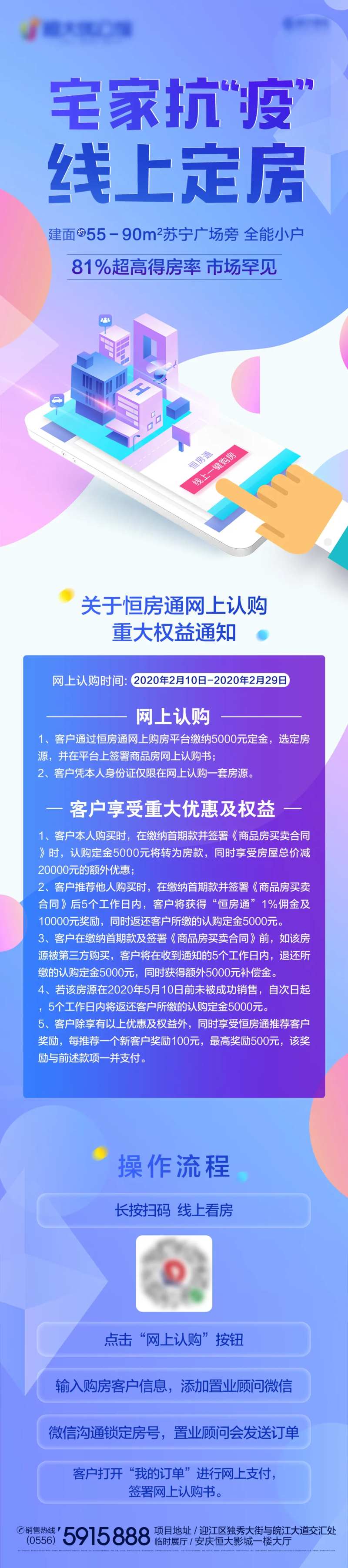地产疫情线上购房流程海报长图-采灵感-cailinggan.com