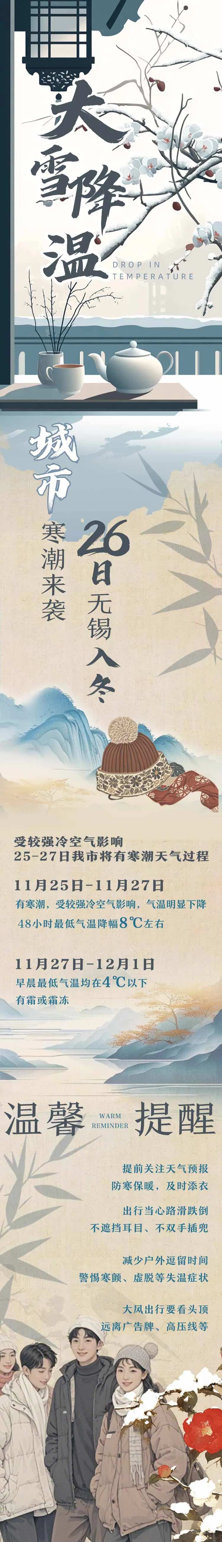 大雪冬日降温提醒长图海报-采灵感-cailinggan.com