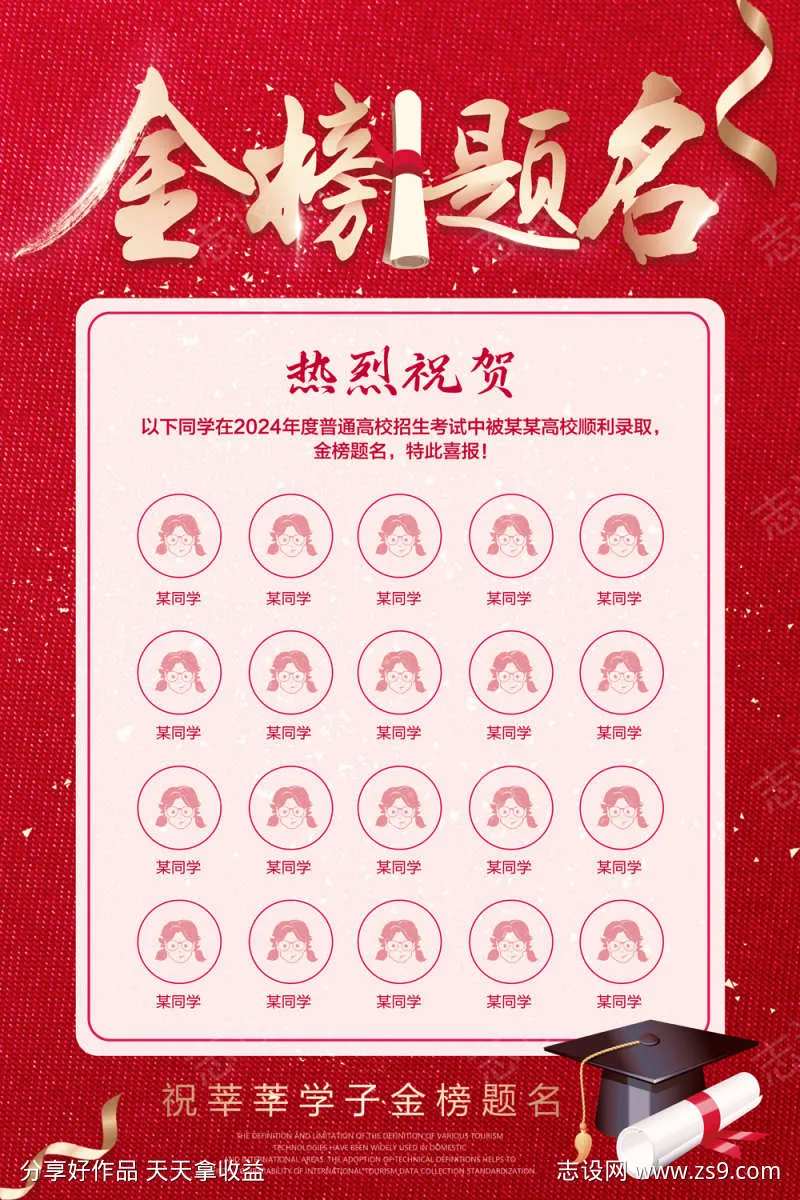 喜庆金榜题名光荣榜展板-采灵感-cailinggan.com