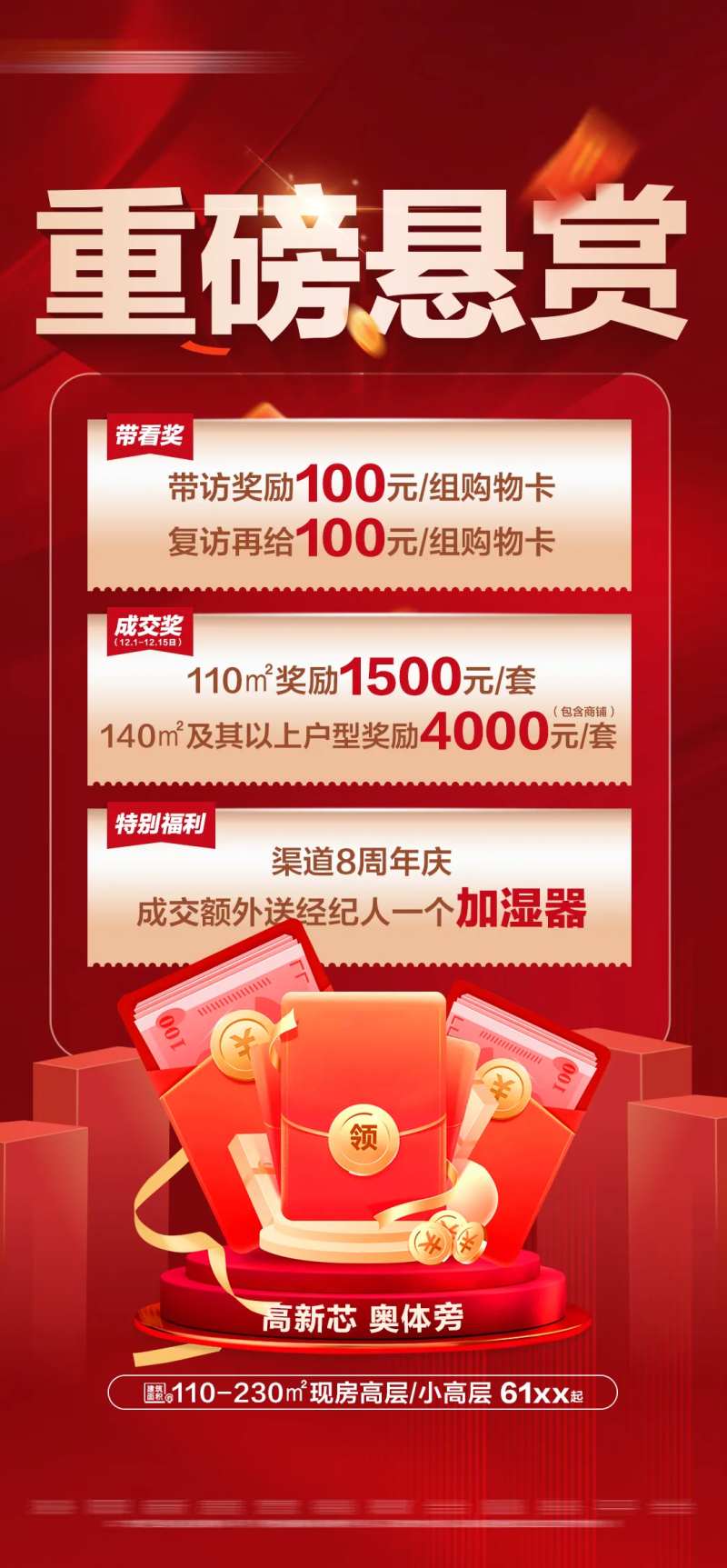 地产红金带看成交奖活动大字报-采灵感-cailinggan.com