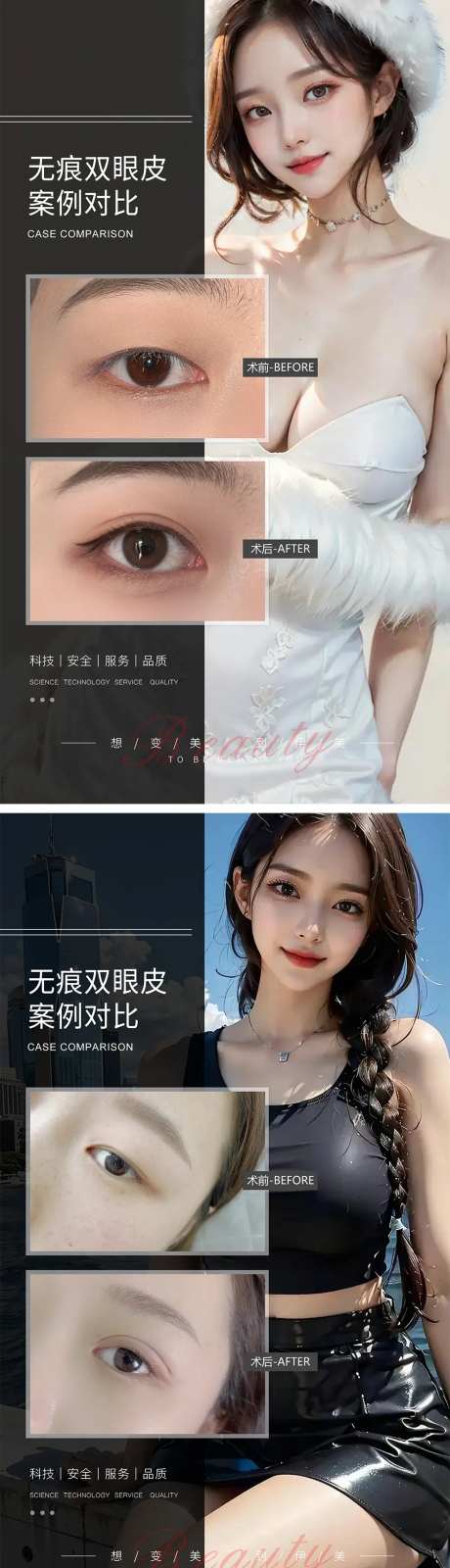 无痕双眼皮案例对比海报-采灵感-https://www.cailinggan.com/