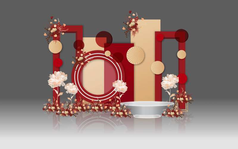 高端简约美陈新春美陈婚礼合影效果-采灵感-cailinggan.com