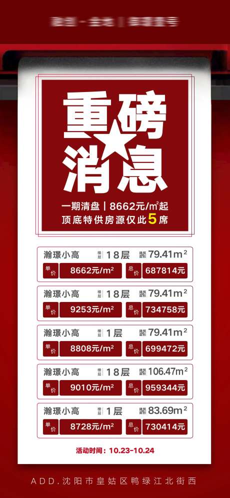 重磅消息清盘特惠大字报排版海报-采灵感-https://www.cailinggan.com/