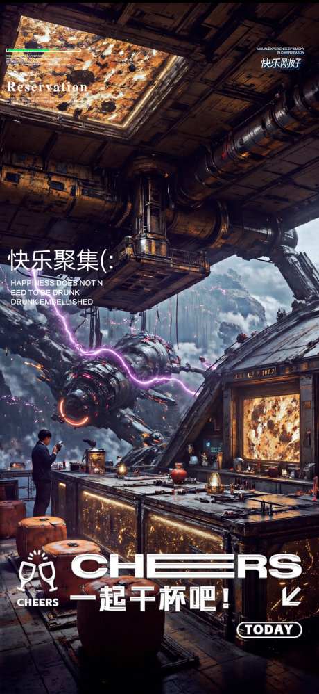 概念渲染酒吧夜店预定邀约订台海报-采灵感-https://www.cailinggan.com/