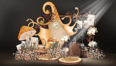 爱丽丝魔法梦幻造景生日宴布置-采灵感-https://www.cailinggan.com/