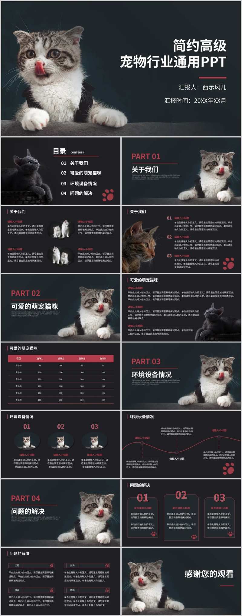 黑灰色质感宠物行业通用PPT-采灵感-cailinggan.com