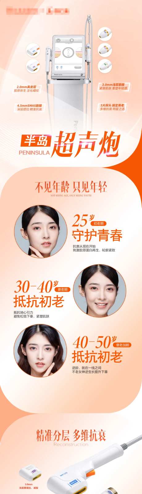 医美橙色半岛超声炮产品宣传海报-采灵感-https://www.cailinggan.com/