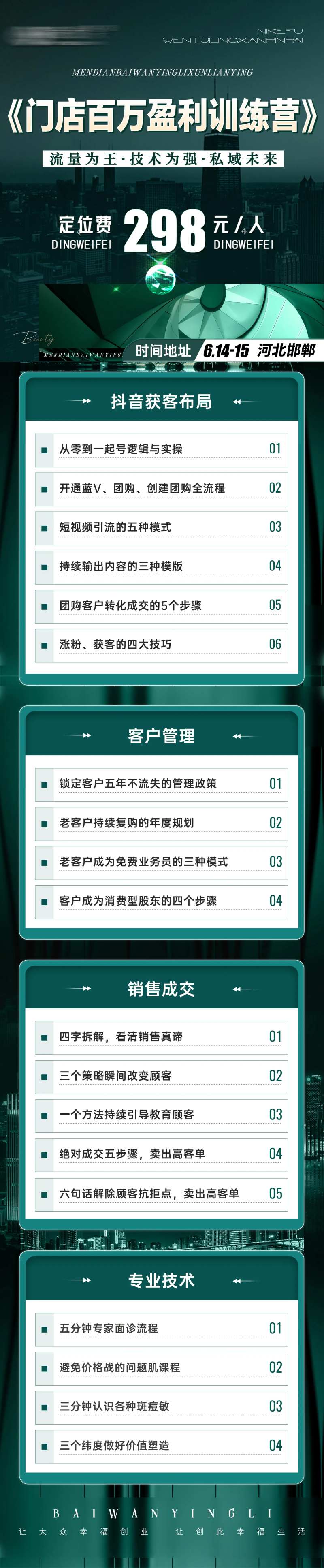 美业招商会议造势课程大纲长图海报-采灵感-cailinggan.com