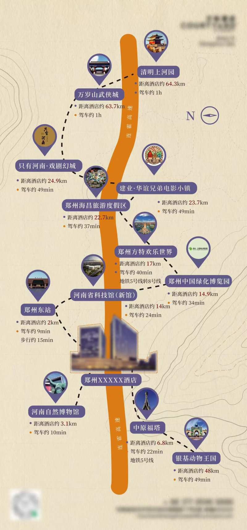 酒店城市地标导览线路攻略地图海报-采灵感-cailinggan.com