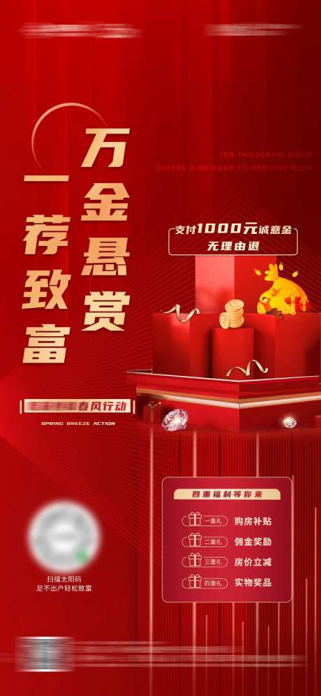 地产购房四重礼活动海报-采灵感-https://www.cailinggan.com/