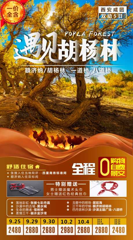 遇见胡杨林旅游海报-采灵感-https://www.cailinggan.com/