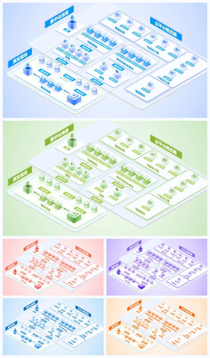 六色拓扑图PPT-采灵感-cailinggan.com