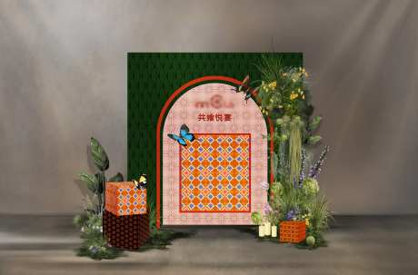 绿色造型留影区-采灵感-https://www.cailinggan.com/