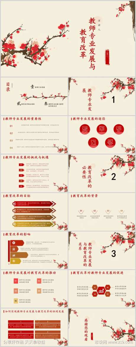 教师专业发展与教育改革PPT模板-采灵感-https://www.cailinggan.com/