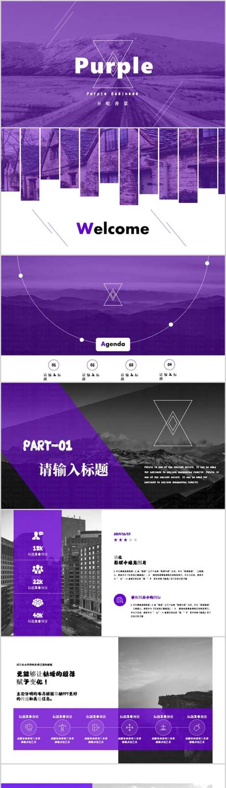 紫色欧美风简约大气商务PPT模板-采灵感-https://www.cailinggan.com/