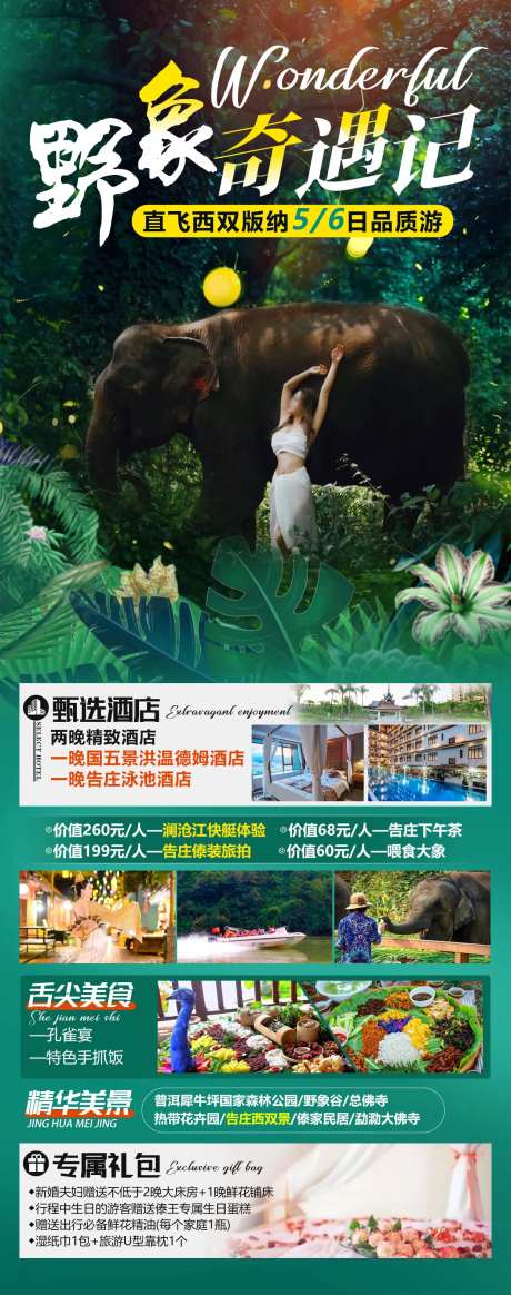 直飞版纳旅游海报-采灵感-https://www.cailinggan.com/
