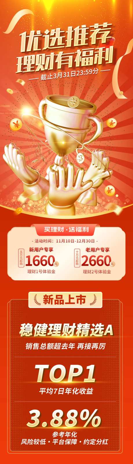 金融基金理财银行卡福利优惠长图海报-采灵感-https://www.cailinggan.com/