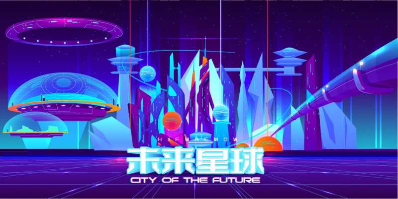 故障风格未来科幻背景板-采灵感-cailinggan.com