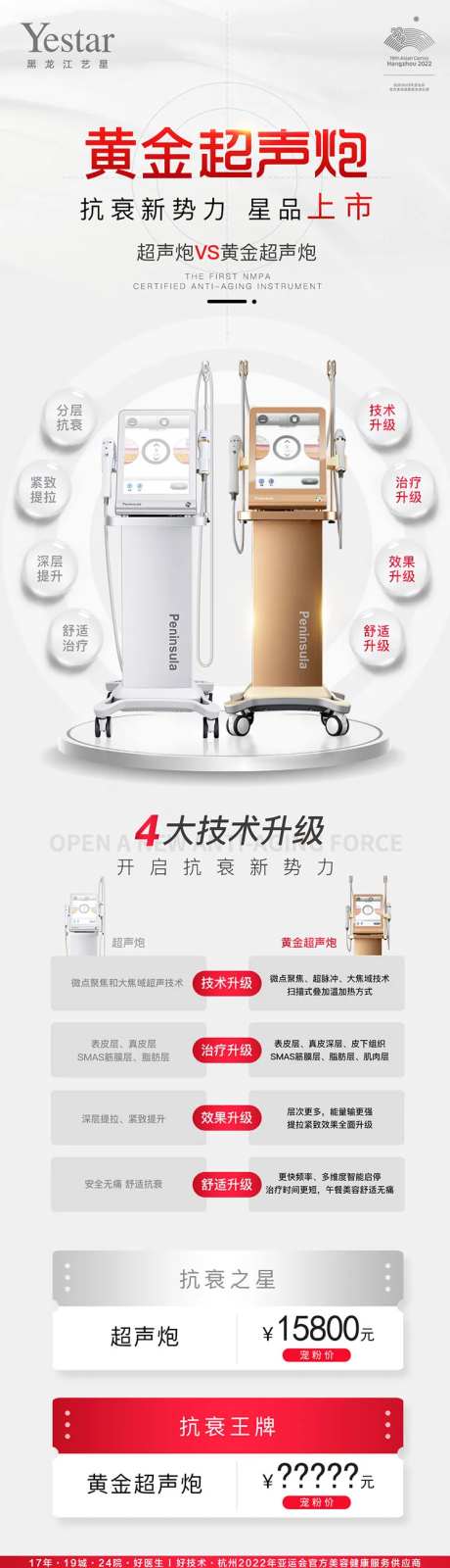 医美美容黄金超声炮对比海报-采灵感-https://www.cailinggan.com/