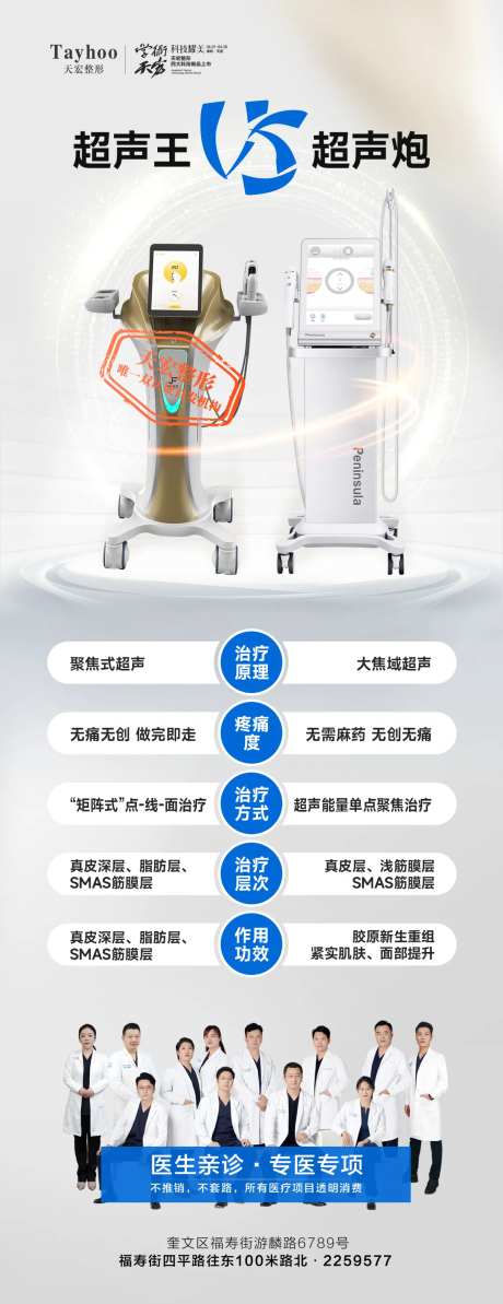 医美整形超声王超声炮对比海报-采灵感-https://www.cailinggan.com/