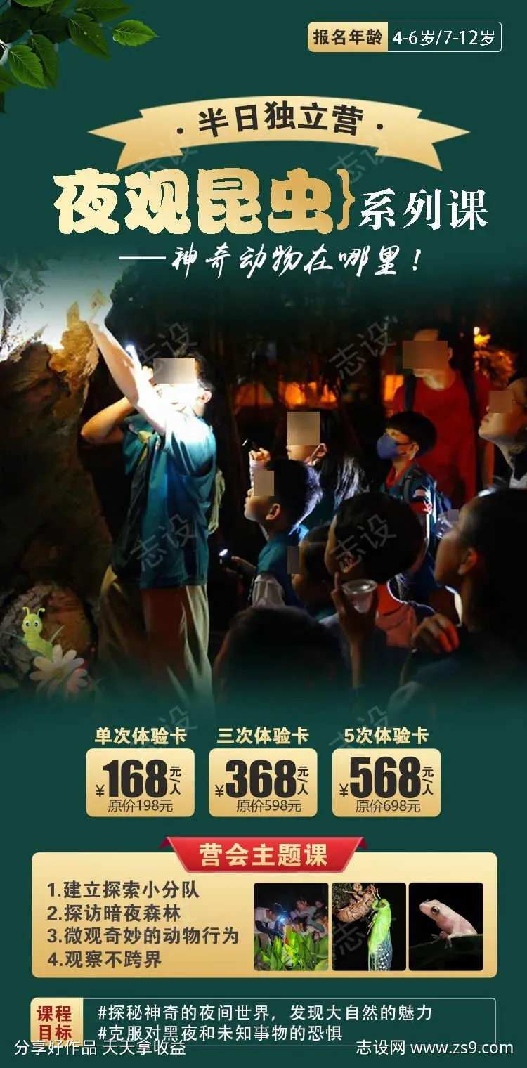 夜观昆虫周末营原创海报-采灵感-cailinggan.com