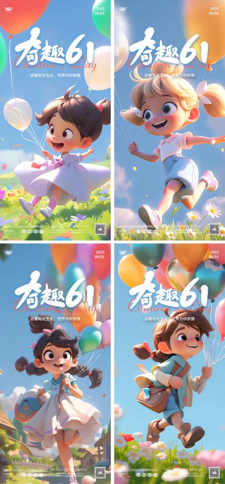 儿童节温馨可爱海报-采灵感-https://www.cailinggan.com/