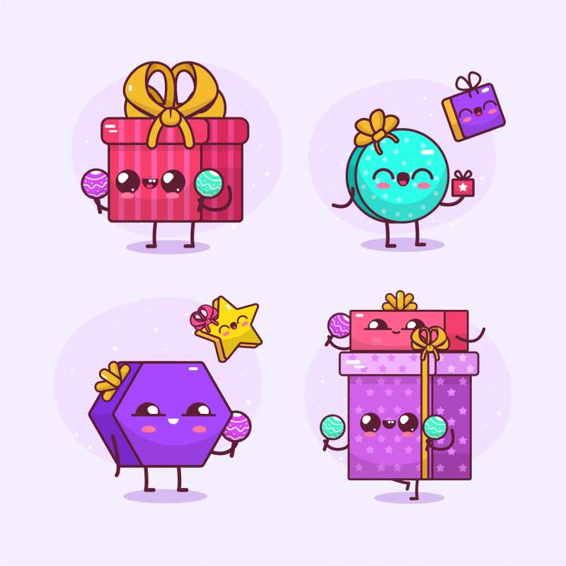 卡通人物形象 头像 表情包 礼盒 吉-采灵感-cailinggan.com