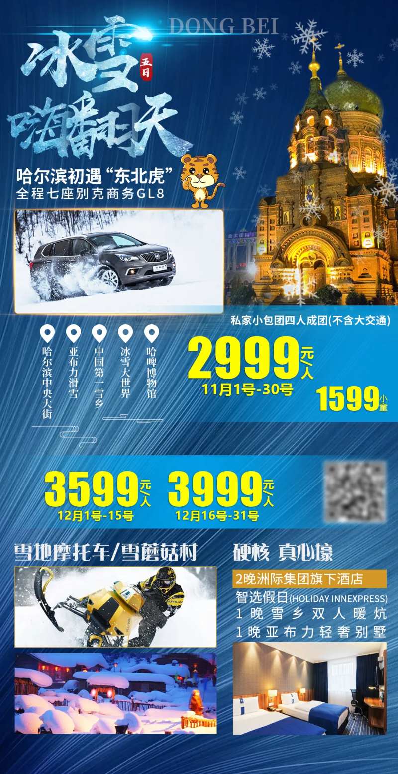 冰雪嗨翻天哈尔滨旅游海报-采灵感-cailinggan.com