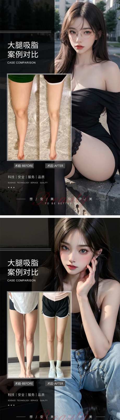 大腿吸脂案例对比海报-采灵感-https://www.cailinggan.com/