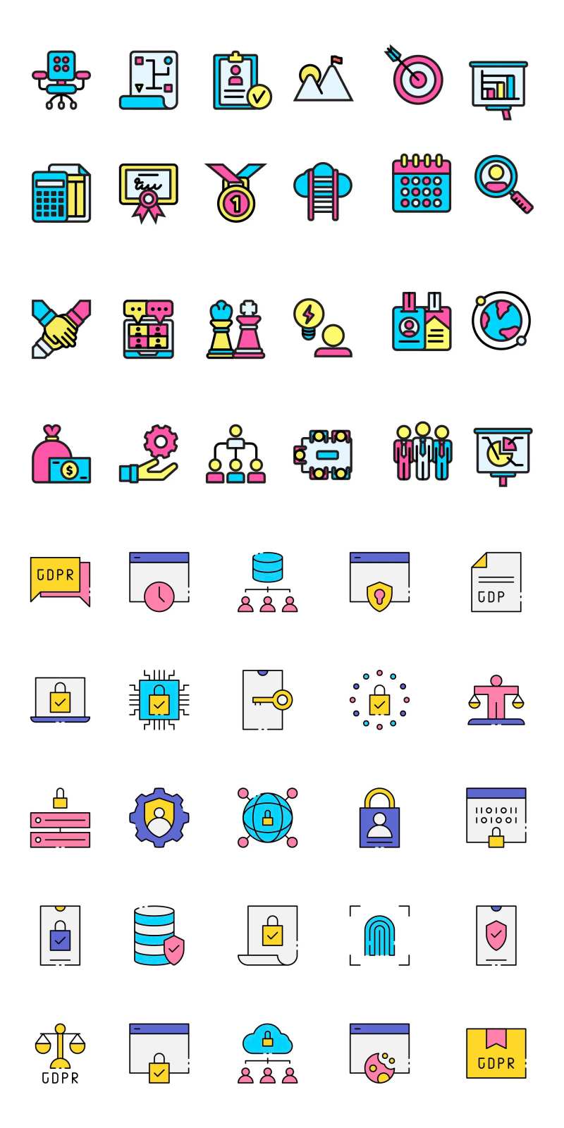 彩色企业工作办公矢量UI图标设计-采灵感-cailinggan.com