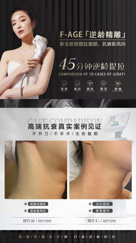 逆龄提拉面部提升精雕高端医美抗衰海报-采灵感-https://www.cailinggan.com/