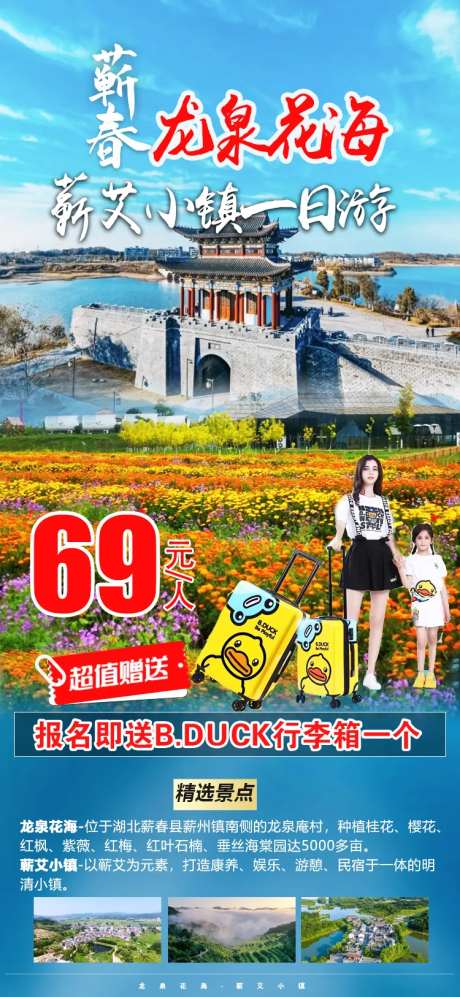 蕲春龙泉花海蕲艾小镇旅游海报-采灵感-https://www.cailinggan.com/