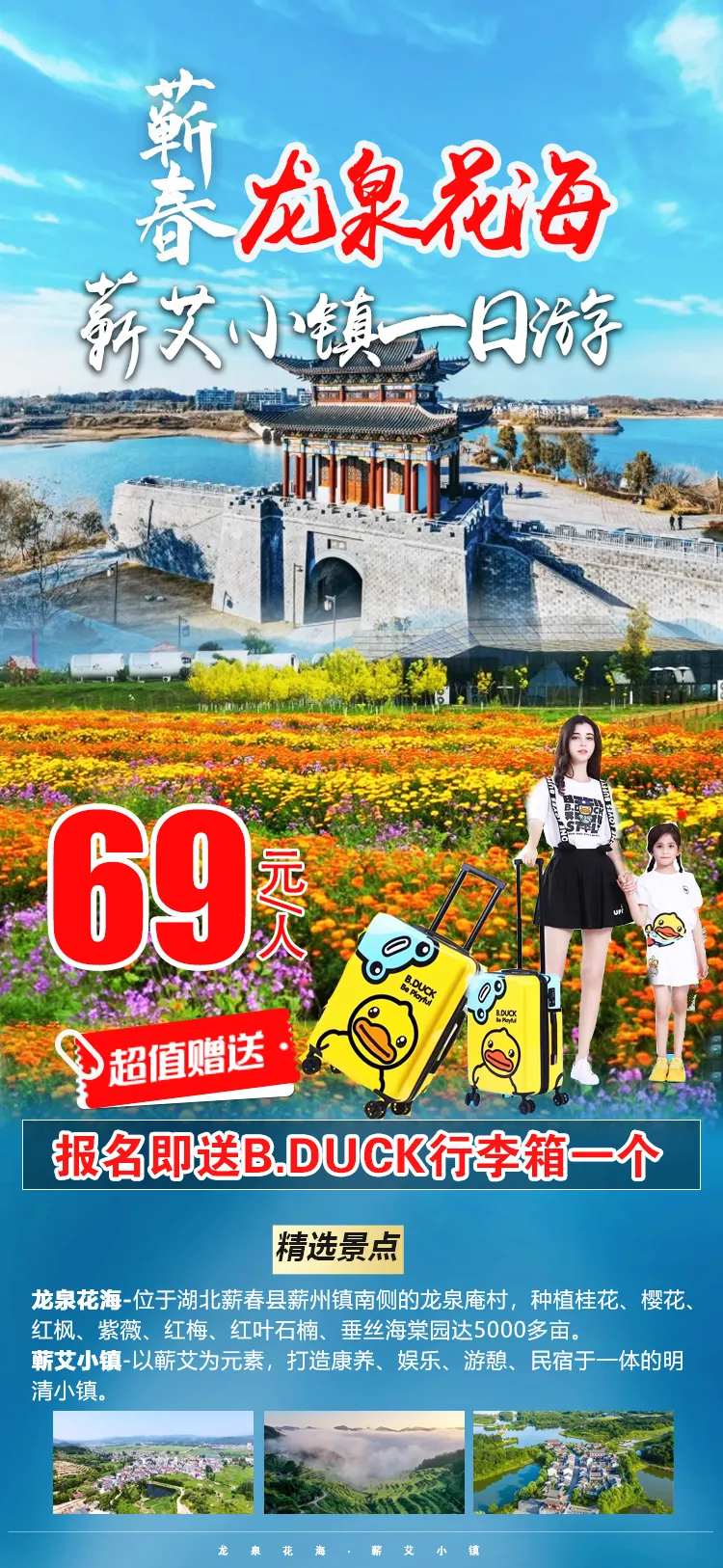 蕲春龙泉花海蕲艾小镇旅游海报-采灵感-cailinggan.com