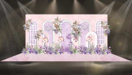 粉紫色法式花园婚礼效果图-采灵感-https://www.cailinggan.com/