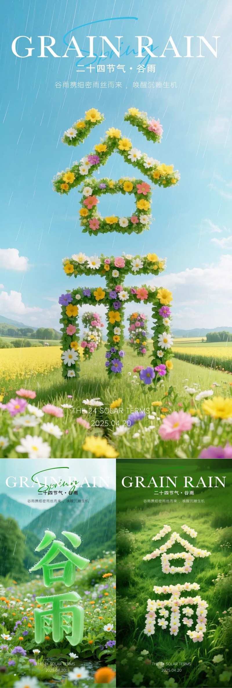 谷雨c4d微距创意系列海报-采灵感-cailinggan.com