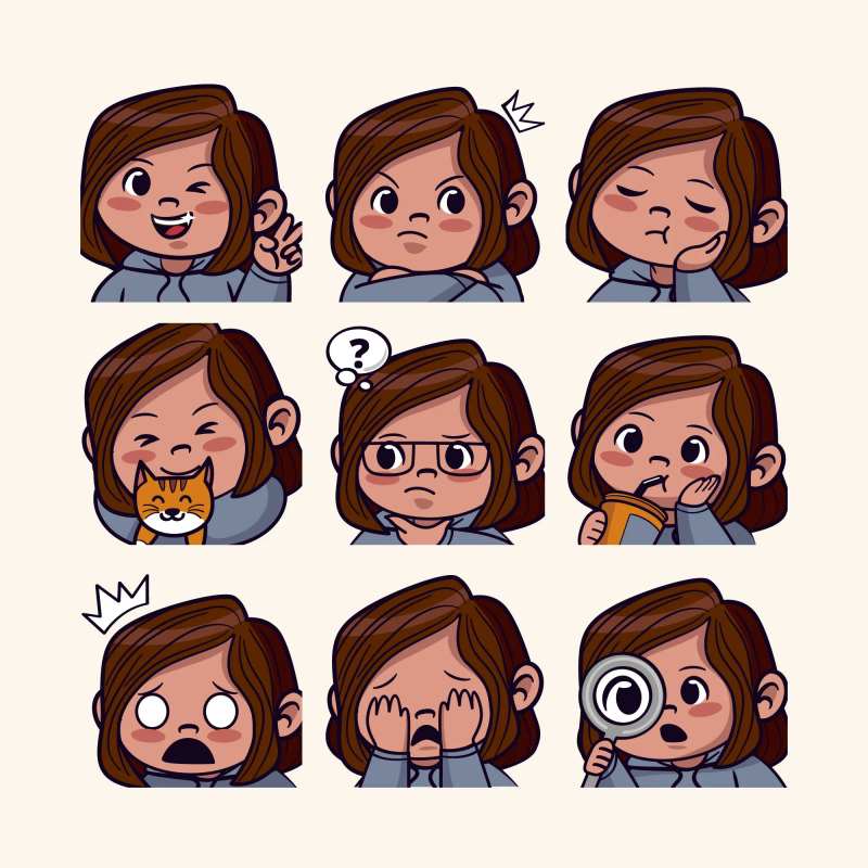 矢量手绘表情元素集合-采灵感-cailinggan.com