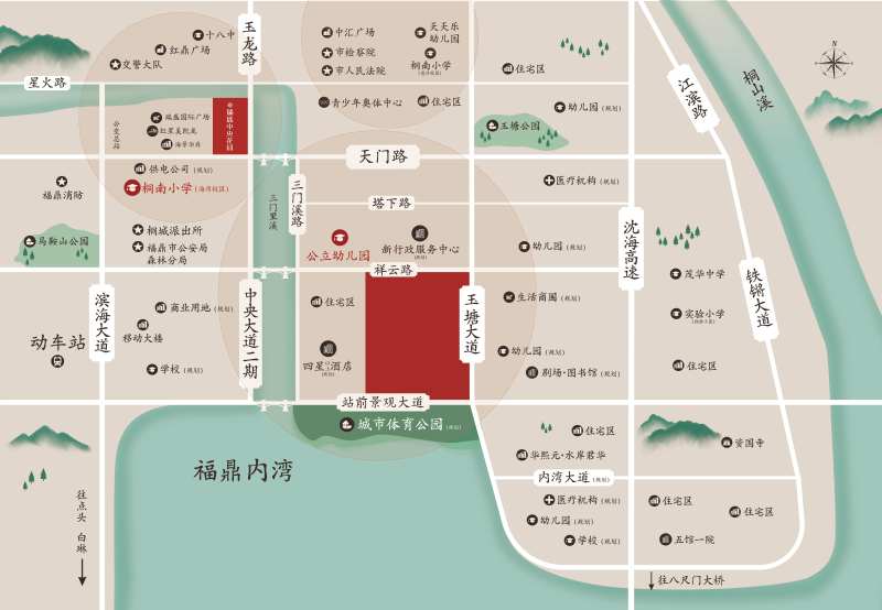 新中式交通路网海湾区位图-采灵感-cailinggan.com