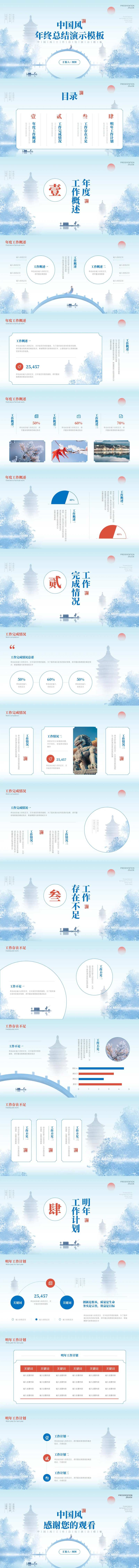 中国风水墨山水工作总结演示PPT模板-采灵感-cailinggan.com