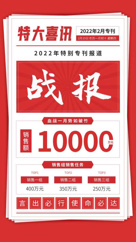 销售喜讯战报海报-采灵感-https://www.cailinggan.com/