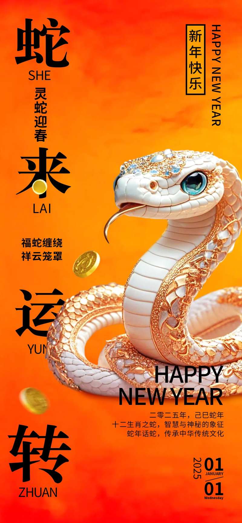 2025年蛇年大吉新年海报-采灵感-cailinggan.com