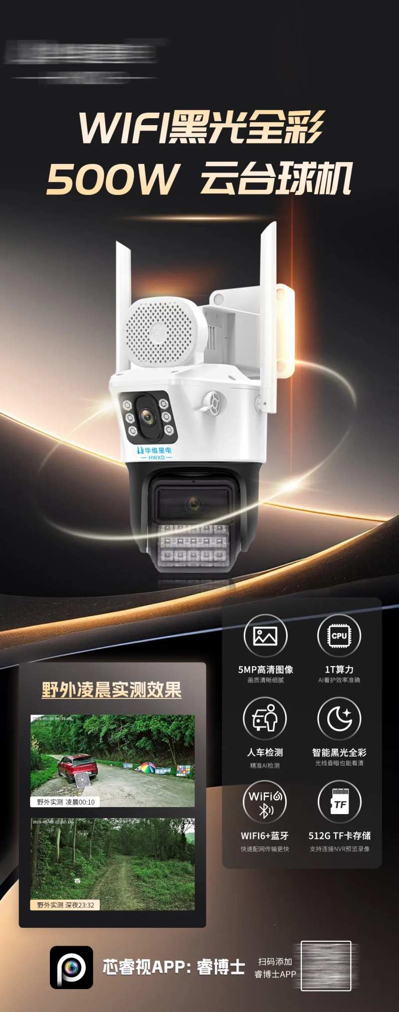监控摄像头云台球机粽金海报-采灵感-cailinggan.com