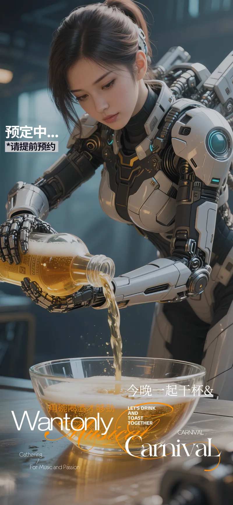 酒吧夜店转场预定机甲美女海报-采灵感-cailinggan.com