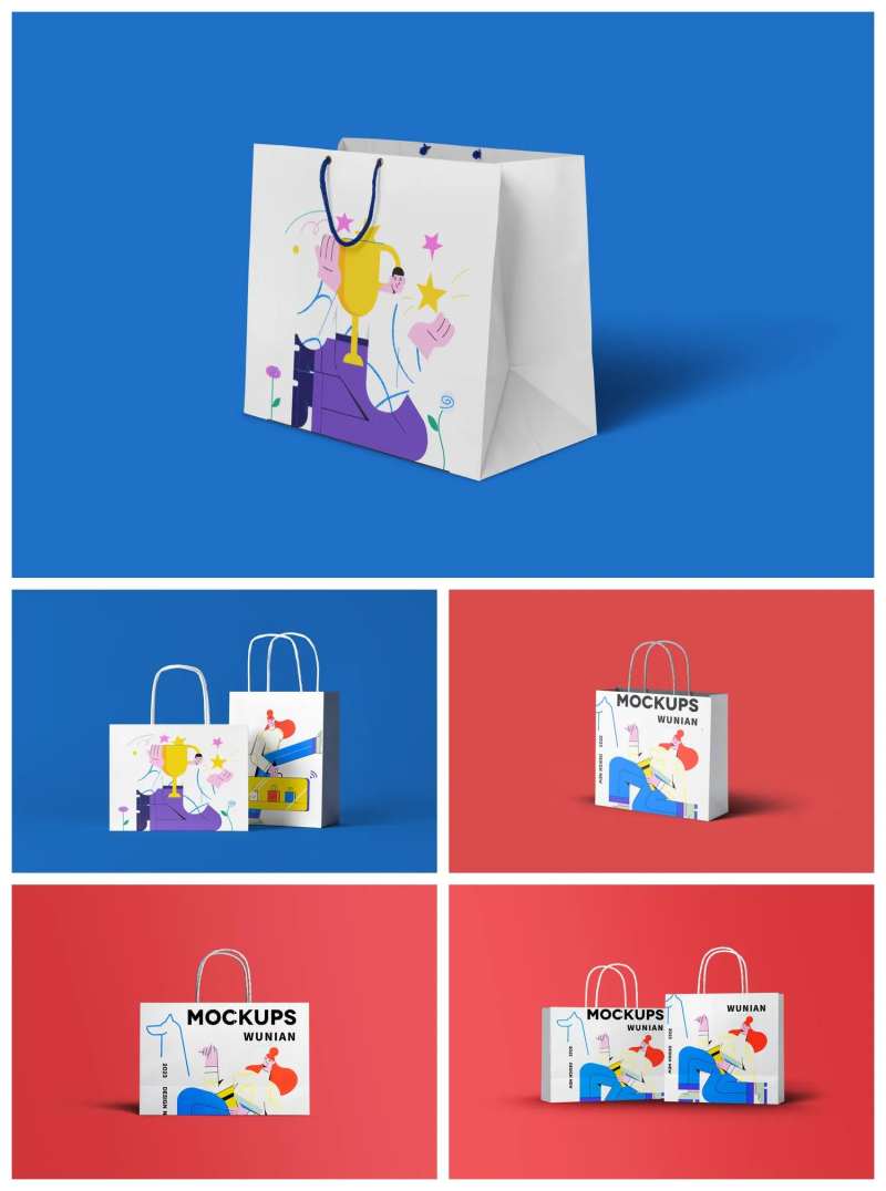 卡通手提袋纸袋包装样机-采灵感-cailinggan.com