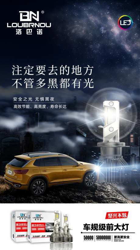 LED汽车大灯海报-采灵感-https://www.cailinggan.com/