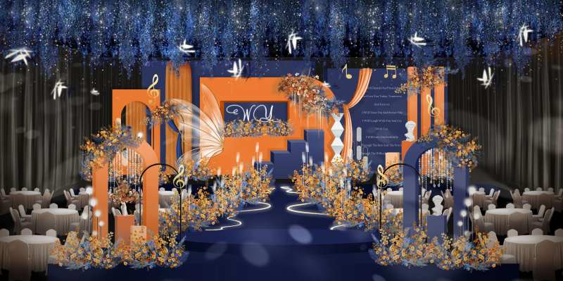 蓝橙婚礼活动展板-采灵感-cailinggan.com