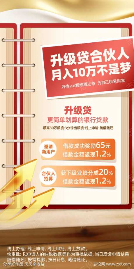 红色商务大气银行贷款金融投资理财营销海报-采灵感-https://www.cailinggan.com/