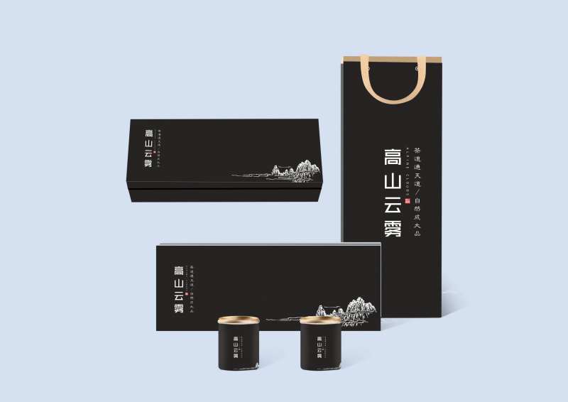 高端黑色调茶叶礼盒包装设计-采灵感-cailinggan.com