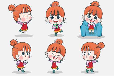 小女孩卡通形象 -采灵感-https://www.cailinggan.com/