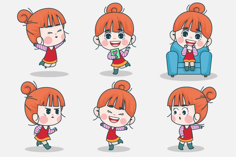 小女孩卡通形象 -采灵感-cailinggan.com