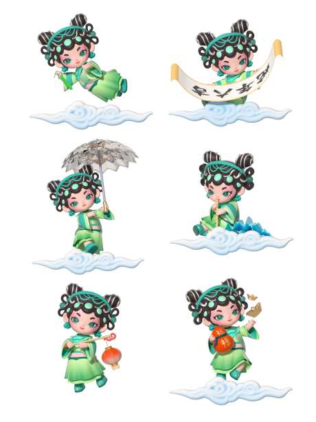 卡通中国风青蛇人物戏剧IP形象-采灵感-https://www.cailinggan.com/